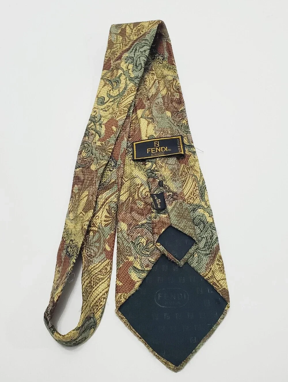 Fendi Men's Italian Silk Neck Tie Multicolor Paisley Pattern 57x3.75